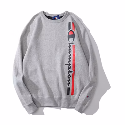 Champion Loose Fit Crewneck Sweatshirt with Script Logo Print Light Gray Unisex GF88H-Y07973-1IC
