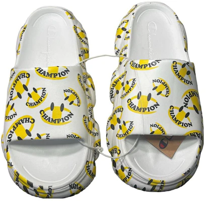 Champion Meloso Squish Smile Ciabatte ''Bianco Giallo'' CP102209M Shop Champion Meloso Squish Smile Ciabatte ''Bianco Giallo'' CP102209M