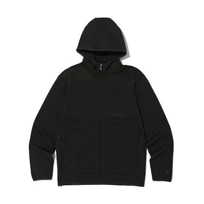 Champion Men’s Black Zip-Up Hoodie with Letter Print CKTS3F718BK