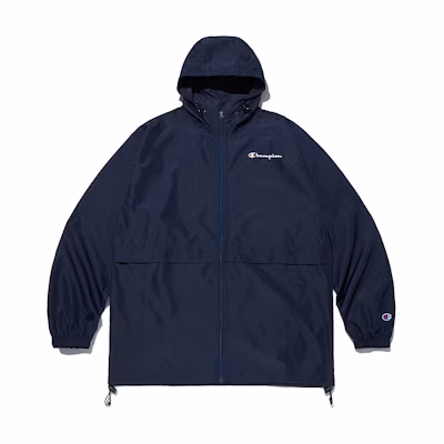 Champion Navy Blue Logo Elastic Cuff Zip-Up Hoodie Jacket Unisex CKJA4F010N2