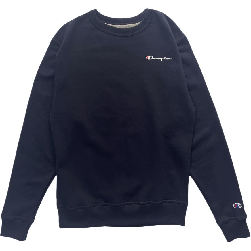 Champion Navy Crewneck Sweatshirt with Logo Print - Unisex Fleece Long Sleeve GF88H-Y08160-NYC