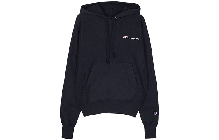 Champion Navy Pullover Hoodie with Logo, Kangaroo Pocket, Unisex, USA Edition GF68-Y06819-NYC