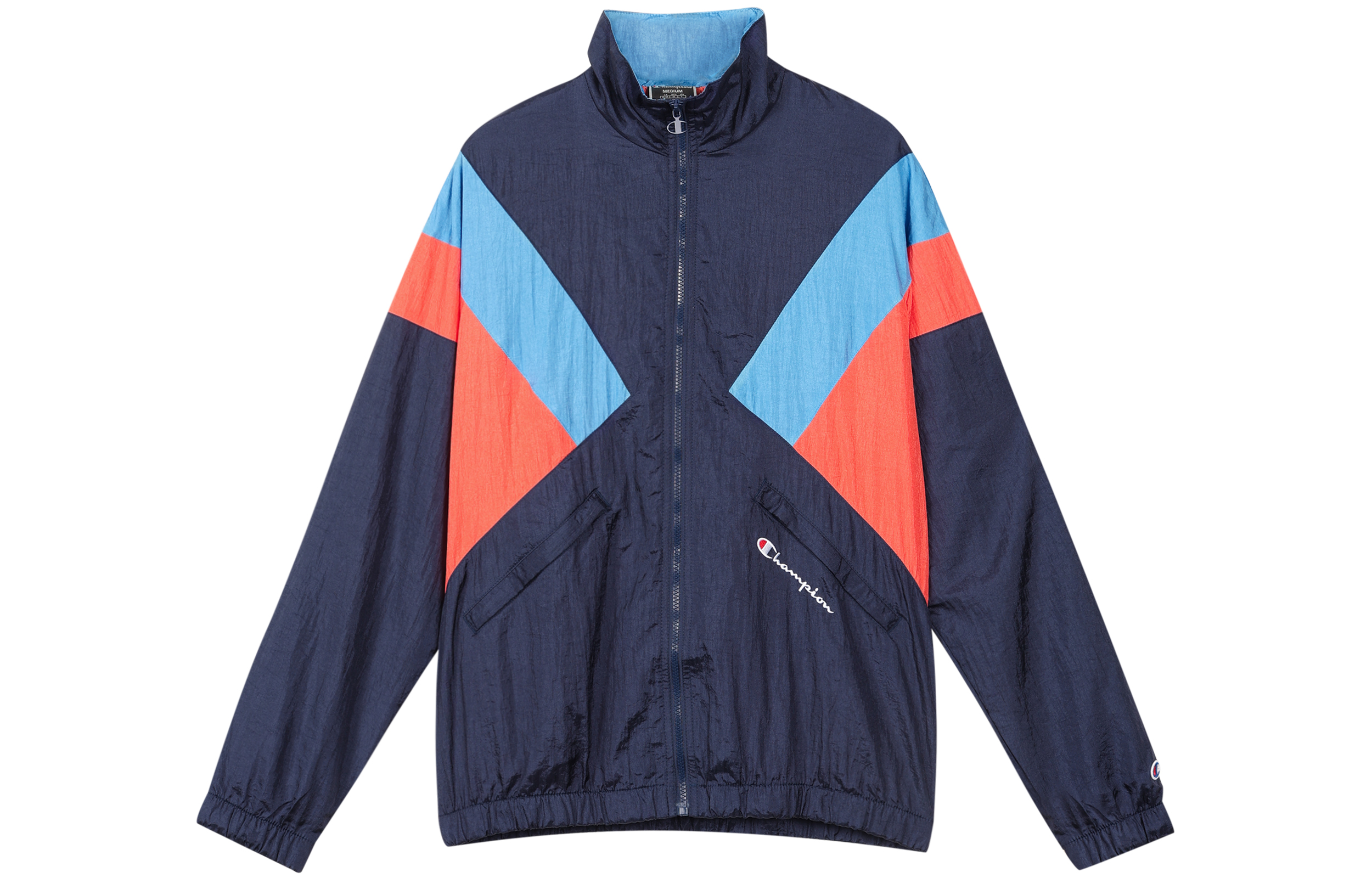 Champion Patch Embroidered Nylon Track Jacket Navy Unisex US Fit V5084-549962-L00