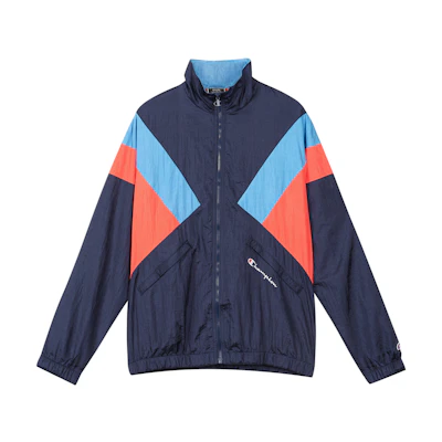 Champion Patch Embroidered Nylon Track Jacket Navy Unisex US Fit V5084-549962-L00