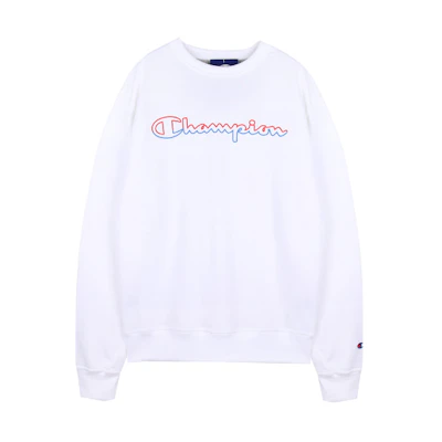 Champion Phantom Grass Script Logo Fleece Pullover Unisex White Winter Sweatshirt GF88H-Y08126-WHC