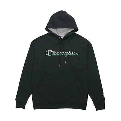 Champion Phantom Grass Script Logo Fleece Pullover Hoodie Unisex Black GF89H-Y08126-BKC