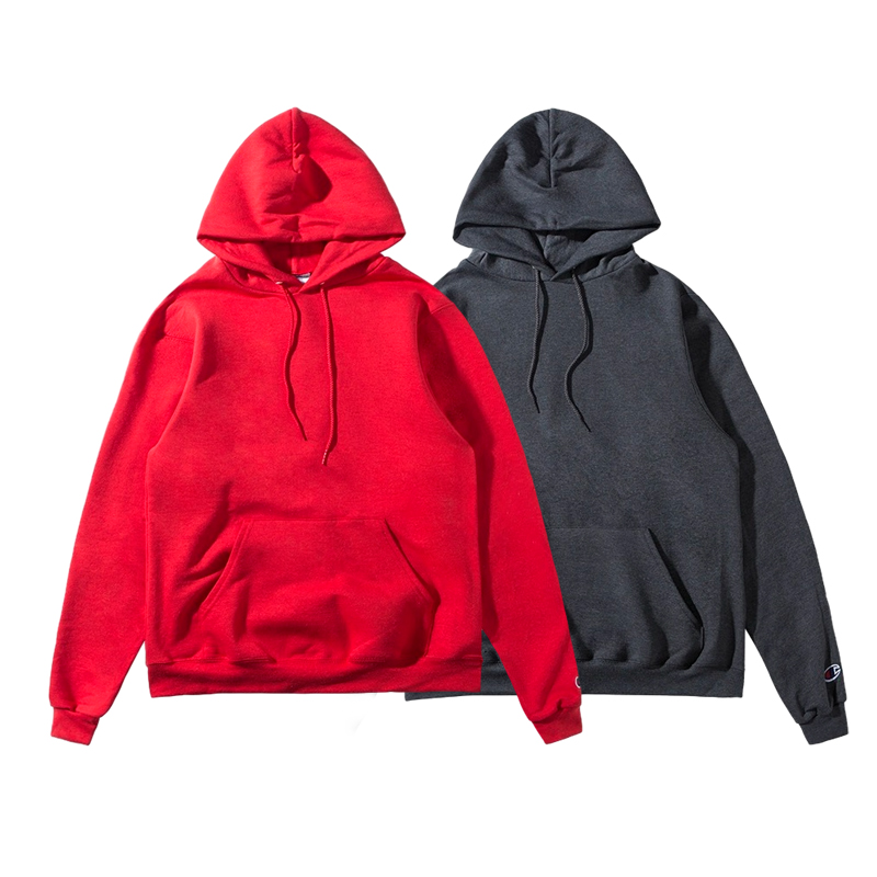 Champion Plain Hoodie Basic Pullover Fleece Unisex 2-Pack S700-2-PACKRED+DARKGREY