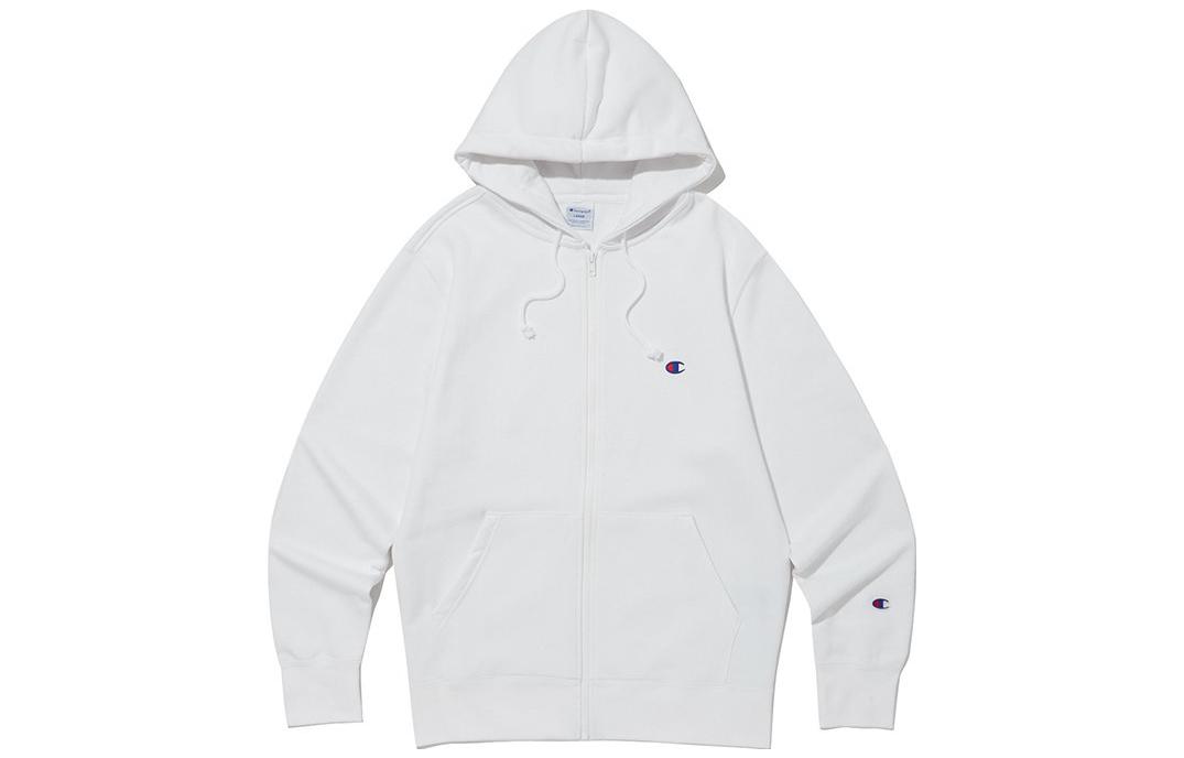 Champion Plain Logo Embroidered Hoodie Jacket Unisex CKTS3F721WT