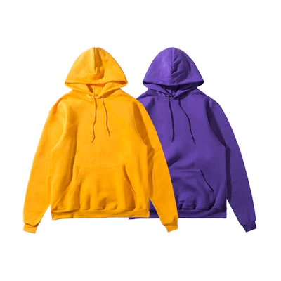 Champion Plain Pullover Hoodie Unisex - Loose Fit, Long Sleeve, 2-Pack S700-2-PACKGOLDYELLOW+PURPLE