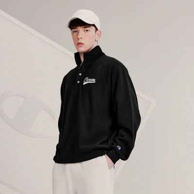 Champion Premium Fleece 1/4 Zip Embroidered Logo Sweatshirt Unisex European Fit EM-YSW23 3