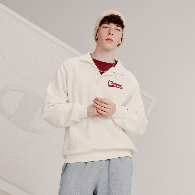 Shop Champion Premium Fleece 1/4 Zip Embroidered Logo Sweatshirt Unisex European Fit EM-YSW23