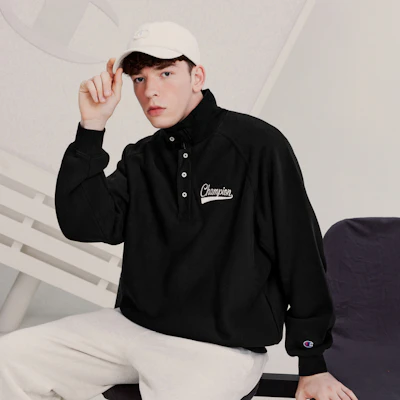 Champion Premium Fleece 1/4 Zip Embroidered Logo Sweatshirt Unisex European Fit EM-YSW23 2