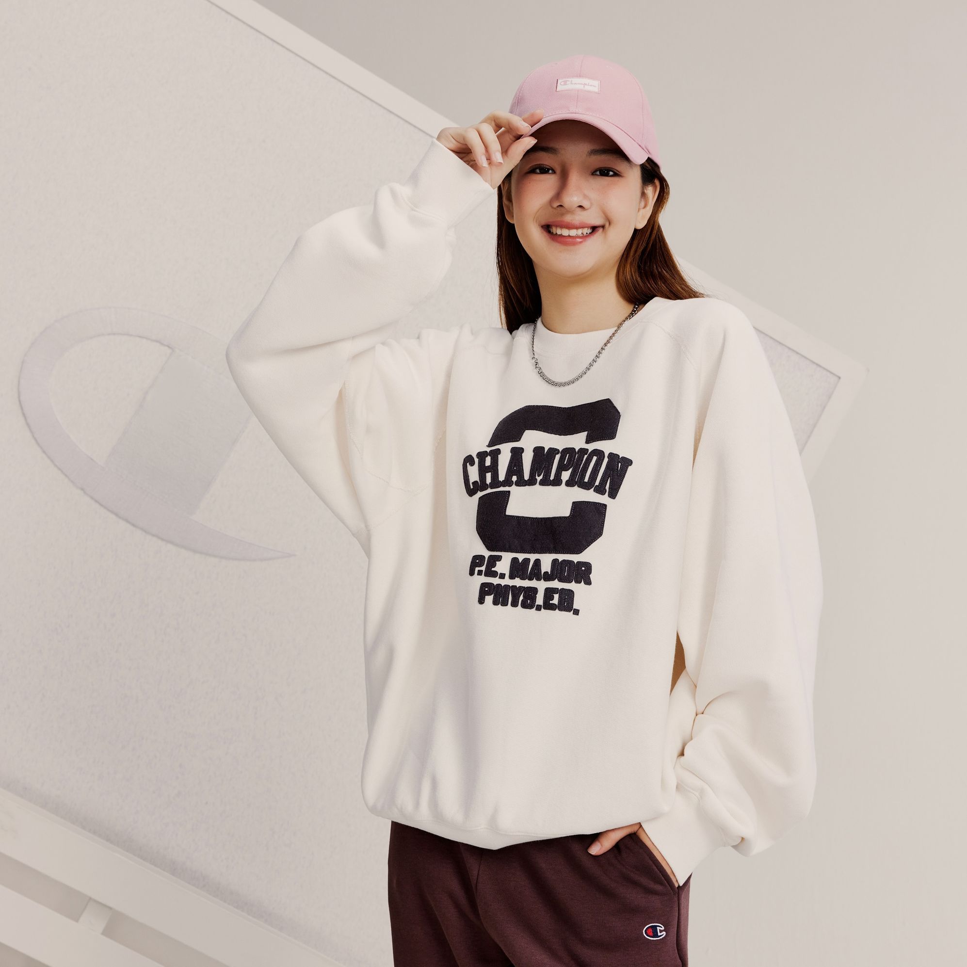 Details for Champion Premium Fleece Letter Print Unisex Crewneck Sweatshirt - European Fit EM-YSW21