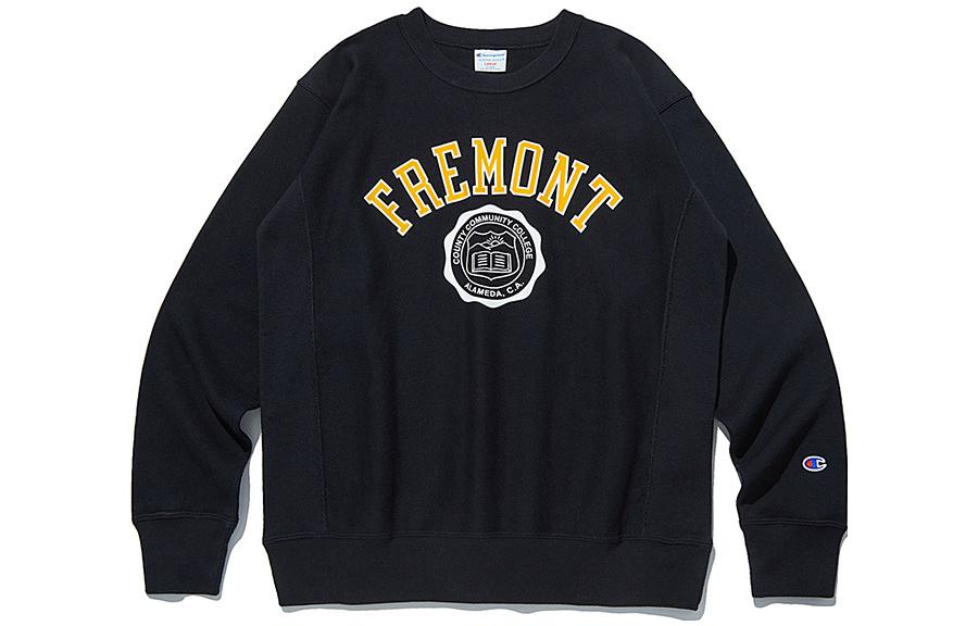 Champion Pullover Crewneck Sweatshirt Black with Letter Print CKTS3F304BK