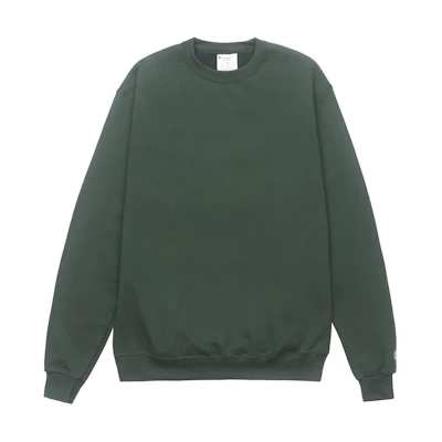 Champion Pullover Cuffed Logo Fleece Crewneck Sweater Green Unisex US Edition S600-14