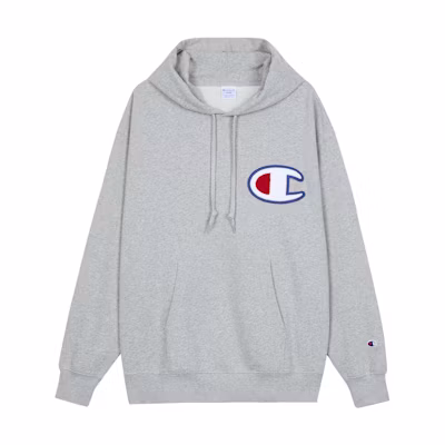 Champion Pullover Hoodie Logo Oxford Gray Unisex Couple Style C3-R101-C070