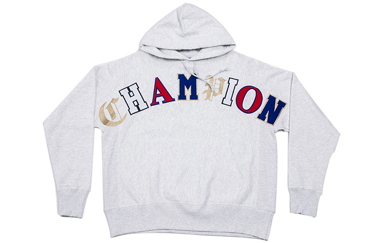 Champion Pullover Hoodie with Ancient Print Logo - Unisex White/Grey (US Edition) GF68-Y07986-2UC