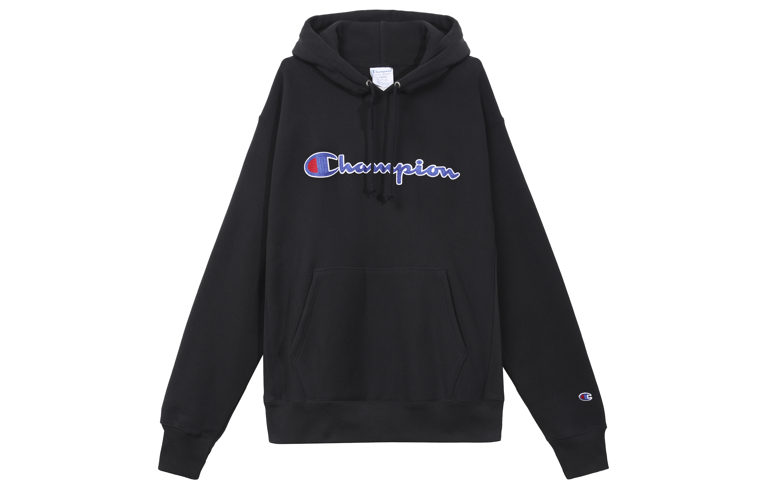 Champion Pullover Hoodie with Script Patch, Colorful Logo, Unisex Casual Fit GF68-Y07471-BKC