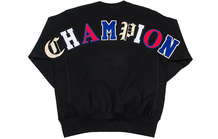 Champion Pullover Sweatshirt with Gold Lettered Logo Black (Unisex, US Version) GF70-Y07988-BKC