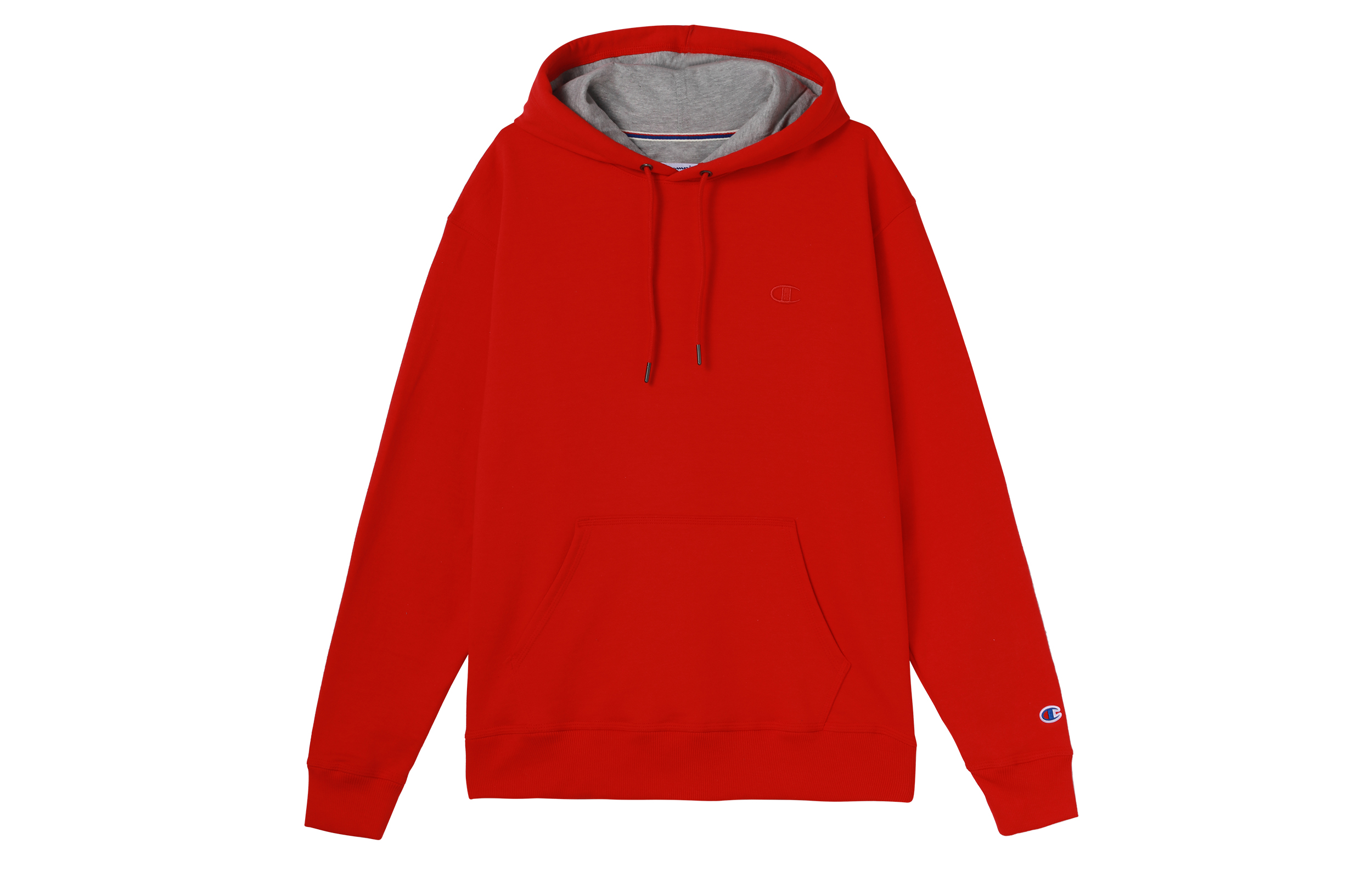 Champion Red Fleece Hoodie Unisex Couple's Edition with Chest and Sleeve Logo S0889-407D55-W3J