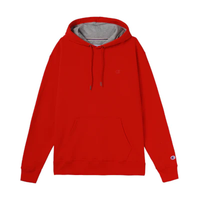 Champion Red Fleece Hoodie Unisex Couple's Edition with Chest and Sleeve Logo S0889-407D55-W3J