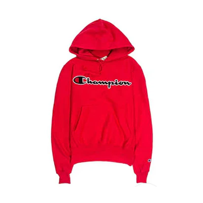 Champion Red Script Logo Fleece Sweatshirt Unisex (US Edition) GF68Y074702WC