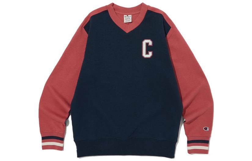 Champion Red V-Neck Pullover Sweatshirt with Letter Print for Men CKTS3F420C2