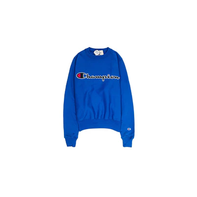 Champion Retro Script Fleece Crewneck Sweatshirt Blue Unisex US Edition GF70-Y07470-5EC