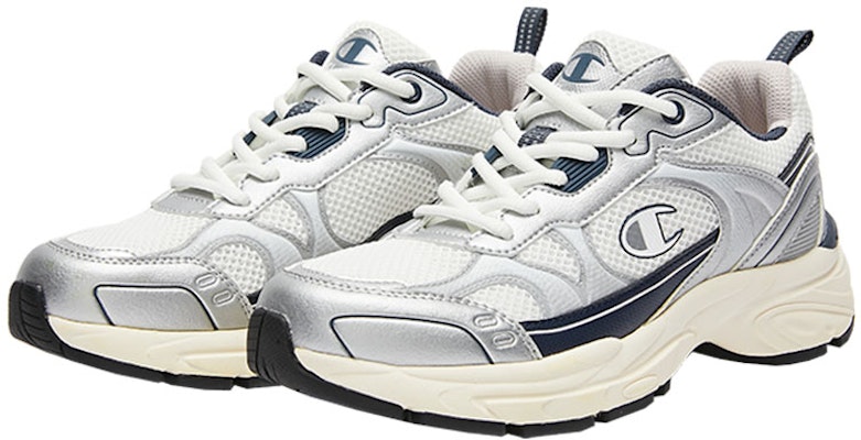 Champion Retro Sports Champ Racer 'Silver White & Midnight Blue' U3AFCRM02B1 Shop Champion Retro Sports Champ Racer 'Silver White & Midnight Blue' U3AFCRM02B1