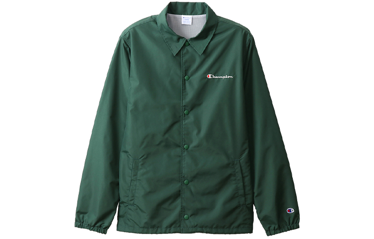 Champion Script Logo Coach Jacket Green (Japanese Edition) - Long Sleeve C3-R601-570