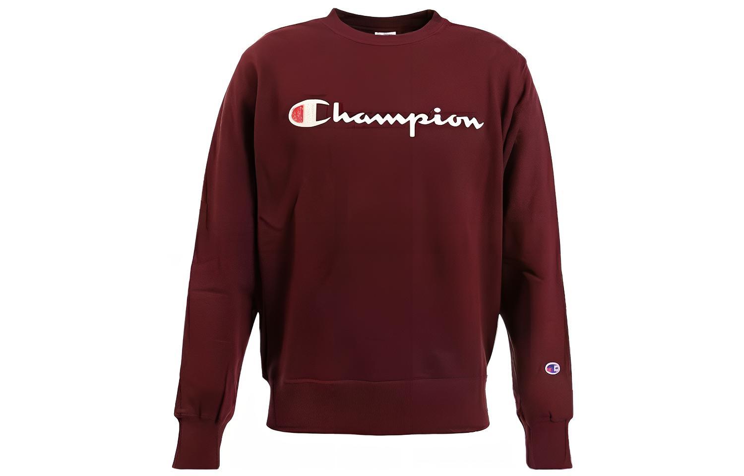 Champion Script Logo Crewneck Sweatshirt Japan Unisex Maroon Colorway C3-H004