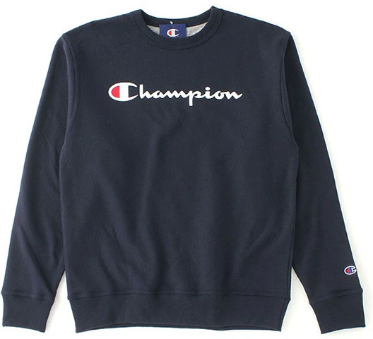 champion-script-logo-crewneck-sweatshirt-navy-unisex-us-version-gf-88-h-y06794-nyc-0