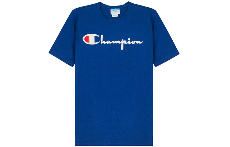Champion Script Logo Crewneck T-Shirt Unisex - Royal Blue (US Version) GT19-Y07954-5EC