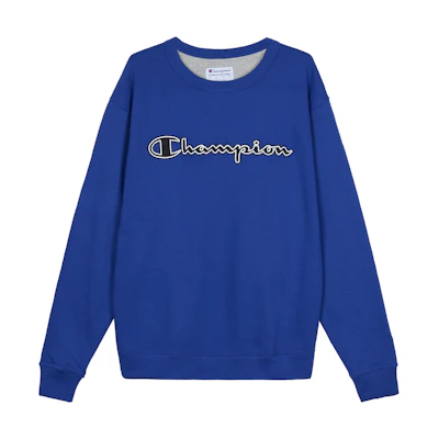 Champion Script Logo Felt Applique Fleece Sweatshirt Unisex Royal Blue情侣款 GF88H-Y07974-5EC
