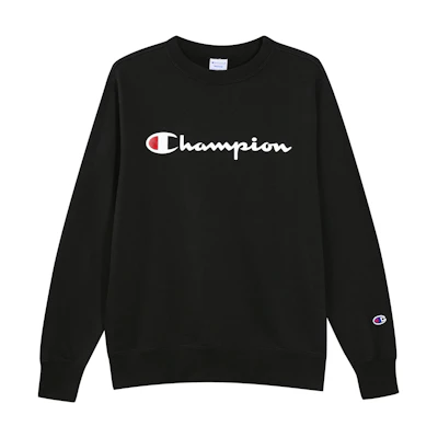 Champion Script Logo Fleece Crewneck Sweatshirt Black (Unisex Japan Version) C3-L023BLACK