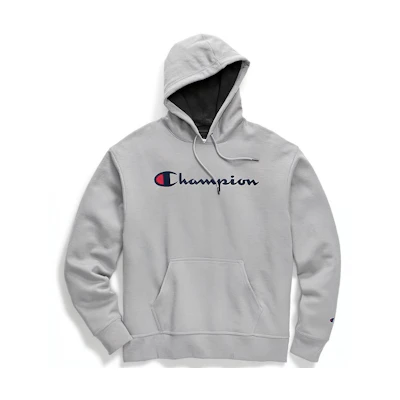 Champion Script Logo Fleece Hoodie Unisex - Light Grey GF89H-Y06794-LW