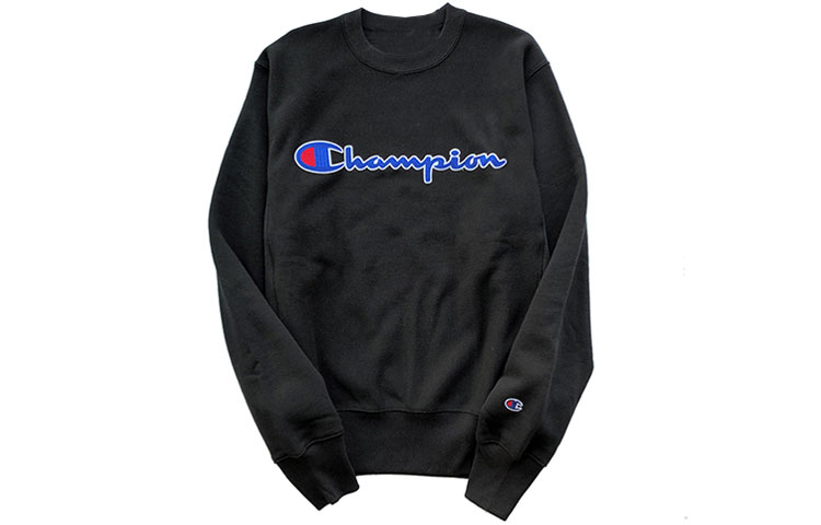 Champion Script Logo Fleece Pullover Sweater Black - Unisex Winter Edition GF70-Y07471-BKC