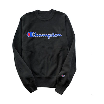 Champion Script Logo Fleece Pullover Sweater Black - Unisex Winter Edition GF70-Y07471-BKC