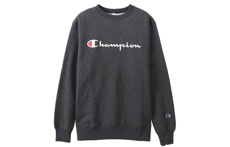 Champion Script Logo Fleece Sweatshirt Japan Edition Unisex Charcoal Gray C3-L023-089