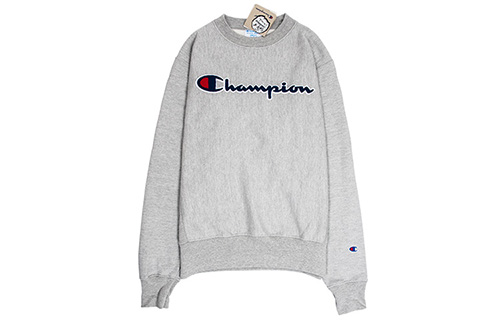 Champion Script Logo Fleece Sweatshirt Light Grey Unisex (US Version) GF70Y07470-03