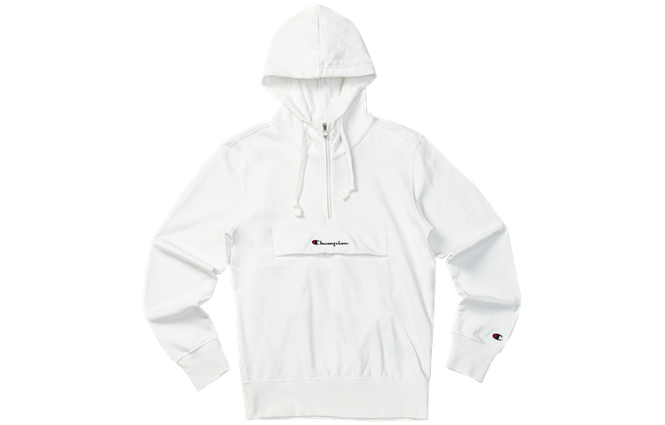 Champion Script Logo Half-Zip Hoodie Unisex White EM-SSW01-M101