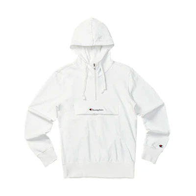 Champion Script Logo Half-Zip Hoodie Unisex White EM-SSW01-M101