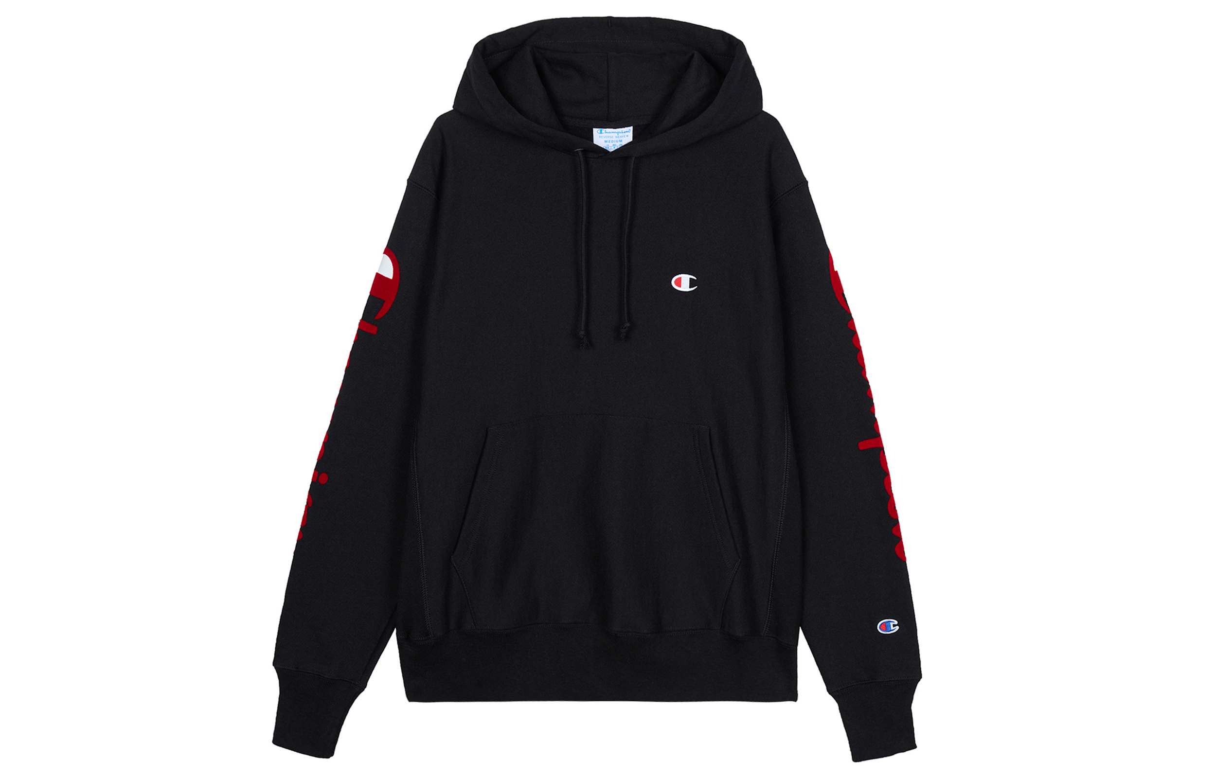 Champion Script Logo Hoodie Black Unisex Pullover Sweatshirt GF68-Y07985-BKC