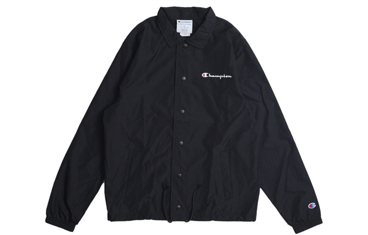 Champion Script Logo Lightweight Coach Jacket Black Unisex C0126