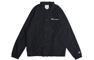 Champion Script Logo Lightweight Coach Jacket Black Unisex C0126 Champion Script Logo Lightweight Coach Jacket Black Unisex C0126