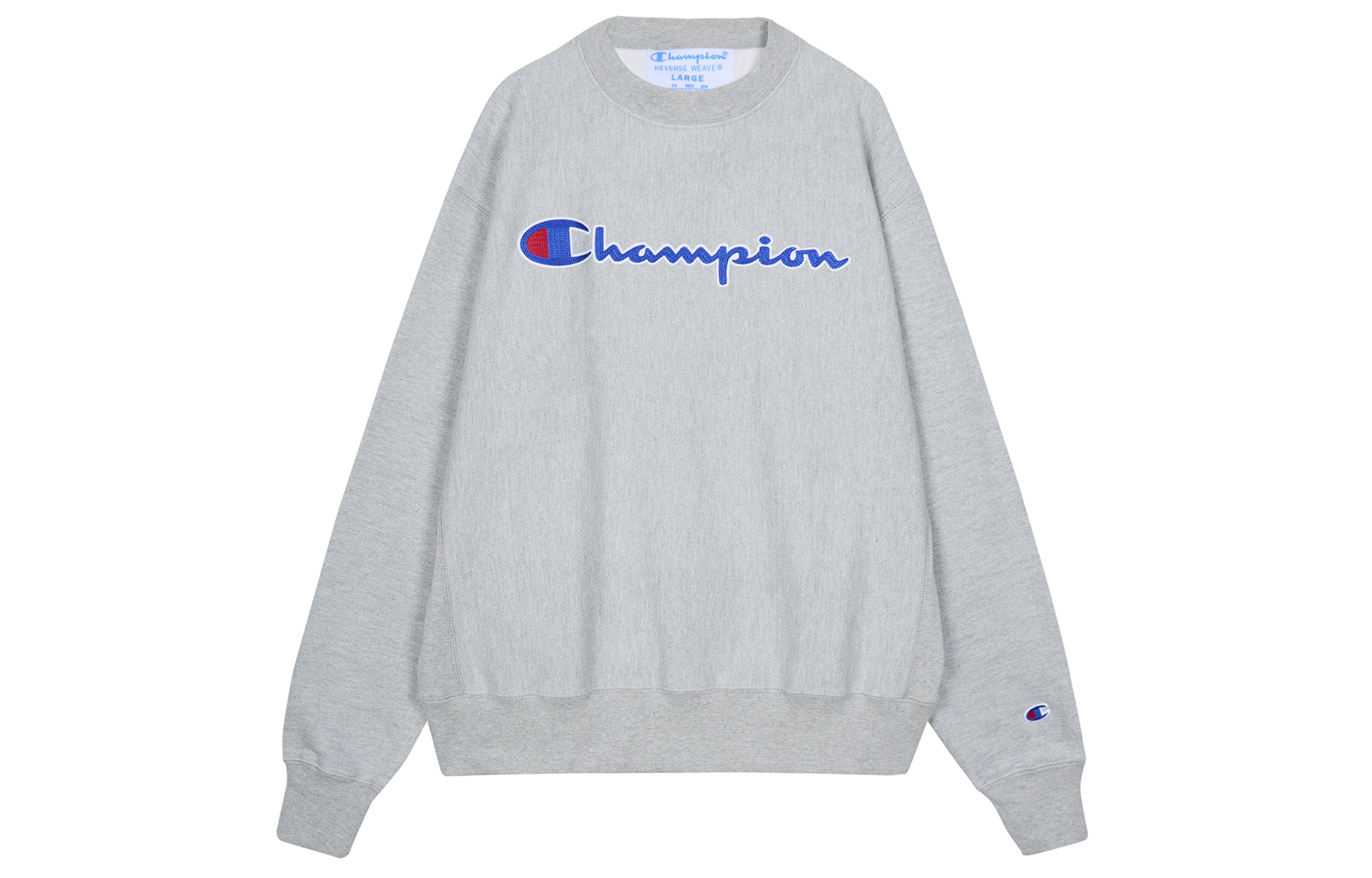 Champion Script Logo Patch Crewneck Sweatshirt Light Grey (Unisex, US Edition) GF70-Y07471-1IC