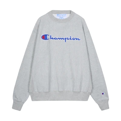 Champion Script Logo Patch Crewneck Sweatshirt Light Grey (Unisex, US Edition) GF70-Y07471-1IC