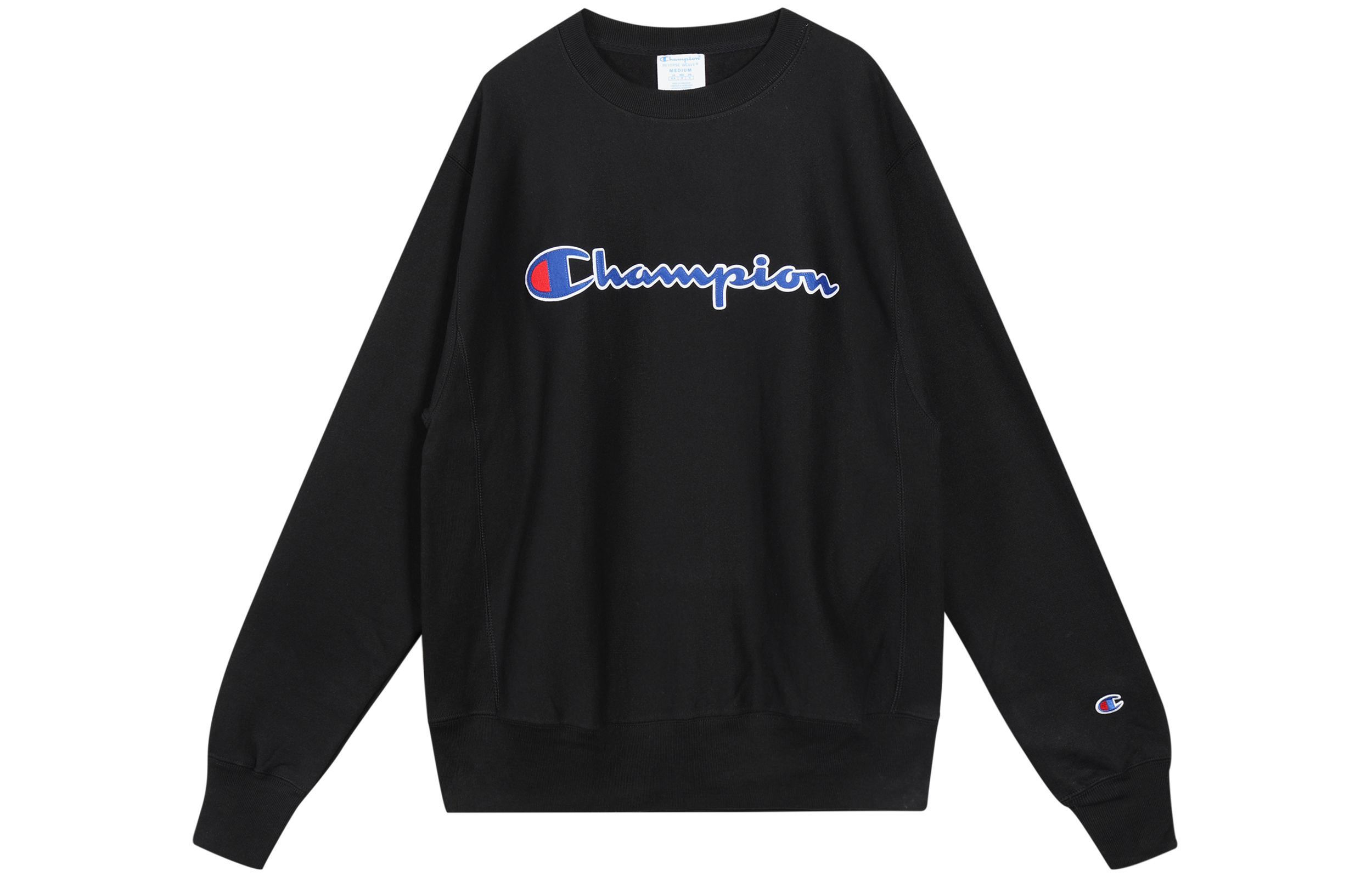 Champion Script Logo Patch Pullover Hoodie Black (Unisex, US Version) GF70-Y06150-BKC