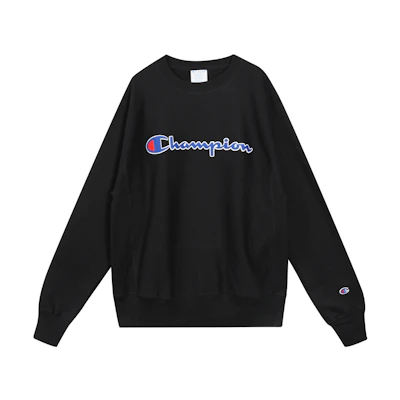 Champion Script Logo Patch Pullover Hoodie Black (Unisex, US Version) GF70-Y06150-BKC
