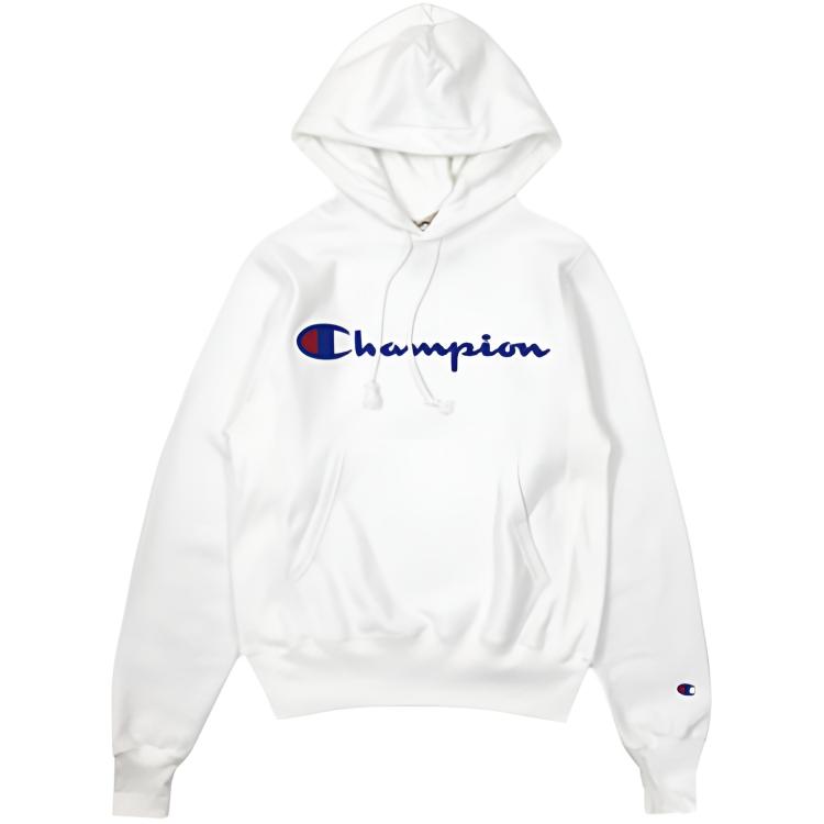 Buy Champion Script标志白色连帽衫（男女通用，美国版） GF68-Y07471-WHC